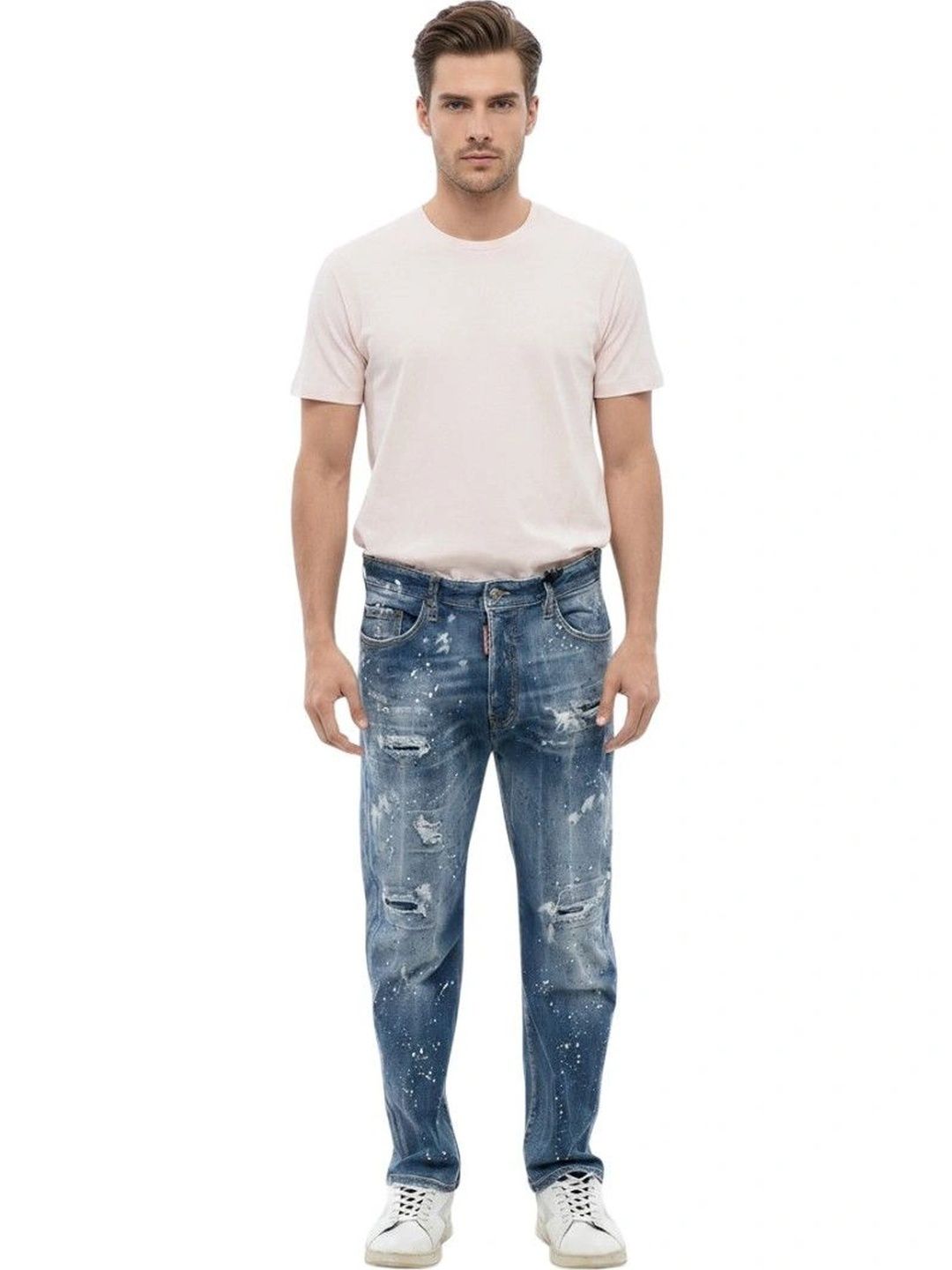 Dsquared2 Men Regular Fit Mid-Rise Highly Distressed Coated Jeans-picture-14