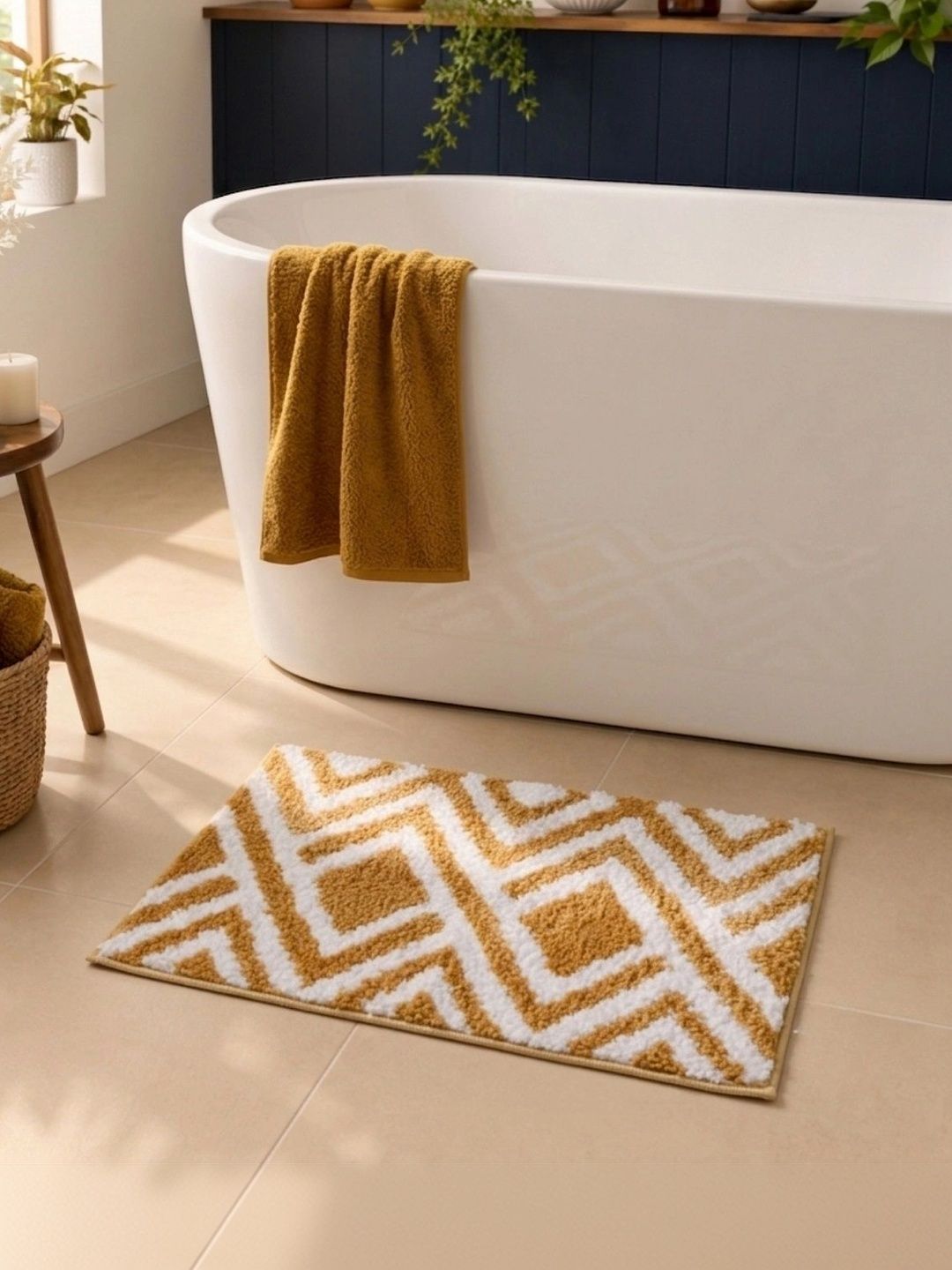 Homzz Kids Beige & White 450 GSM Anti-Skid Bath Rugs-image-47