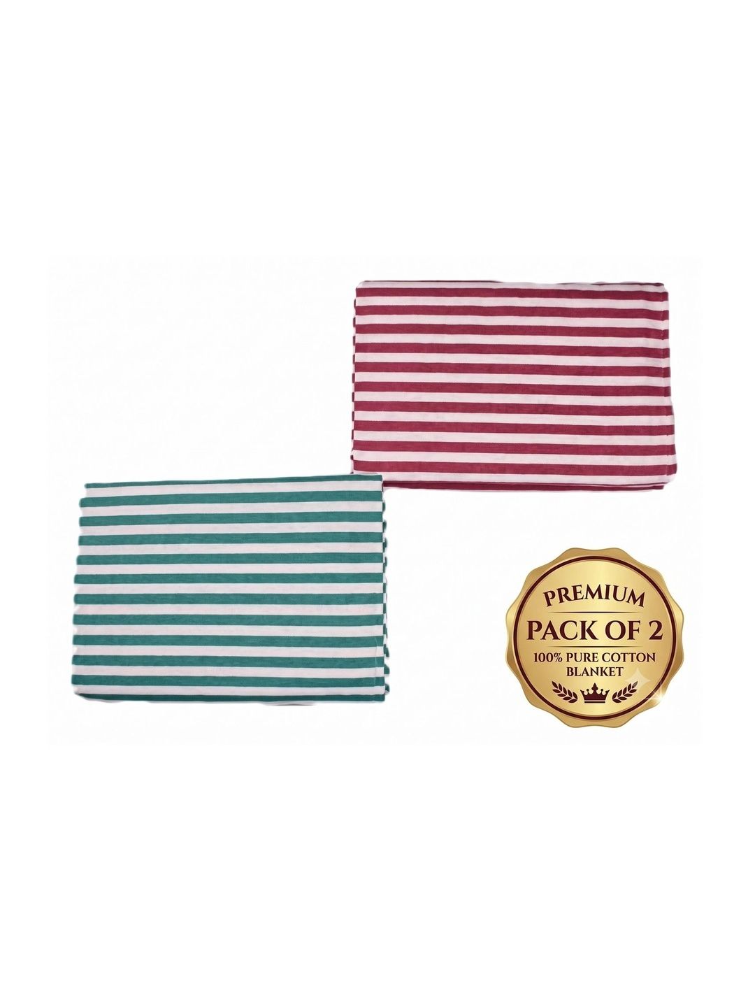 Hornbill Enterprises Green Set of 2 Striped Blanket-picture-32