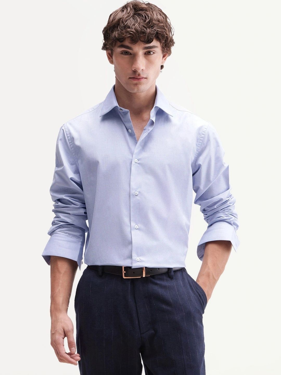 rare rabbit Men's Solid Light Blue Shirt-picture-17