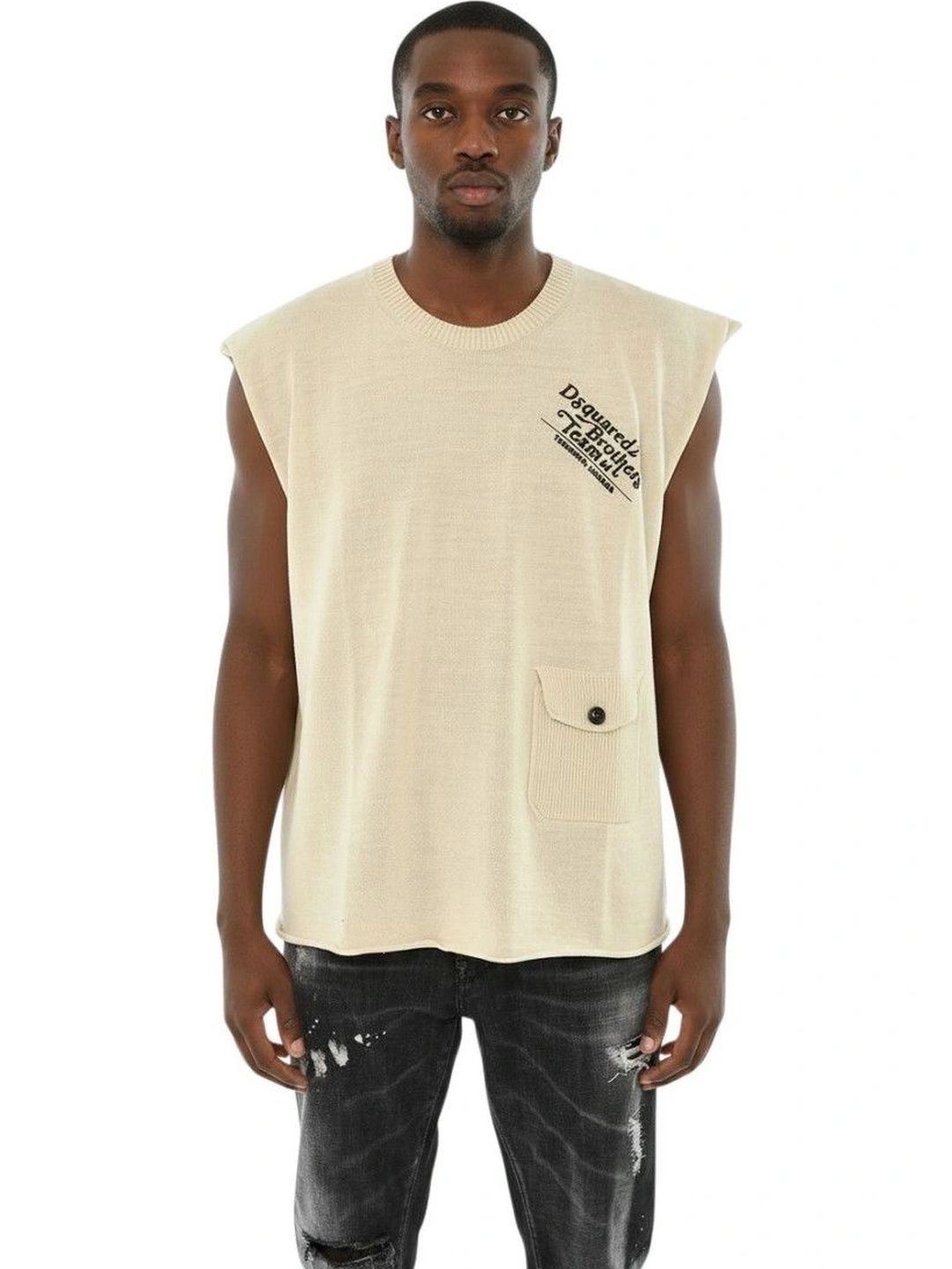 dsquared2 Beige Logo Sleeveless Vest-picture-17