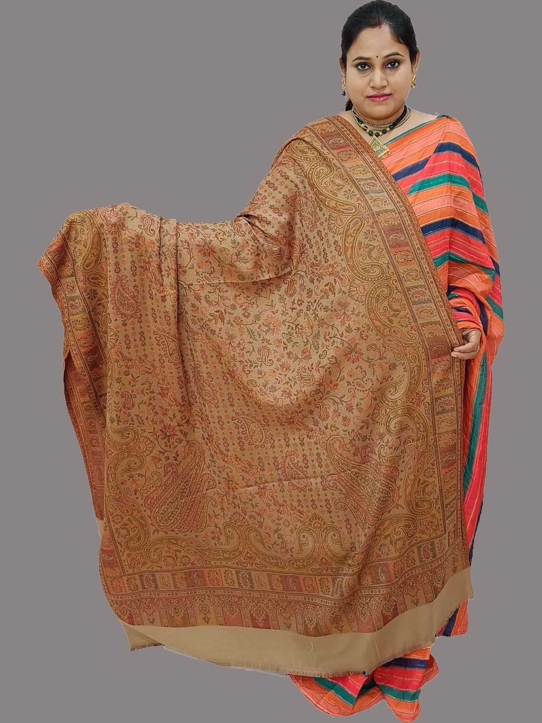 KAVIM Women Paisley Woven Design Shawl-image-40