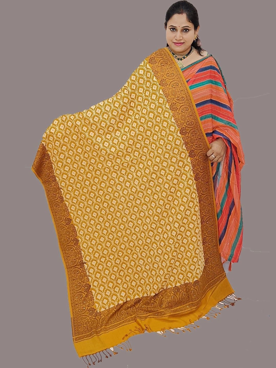 KAVIM Women Geometric Embroidered Shawl-picture-38