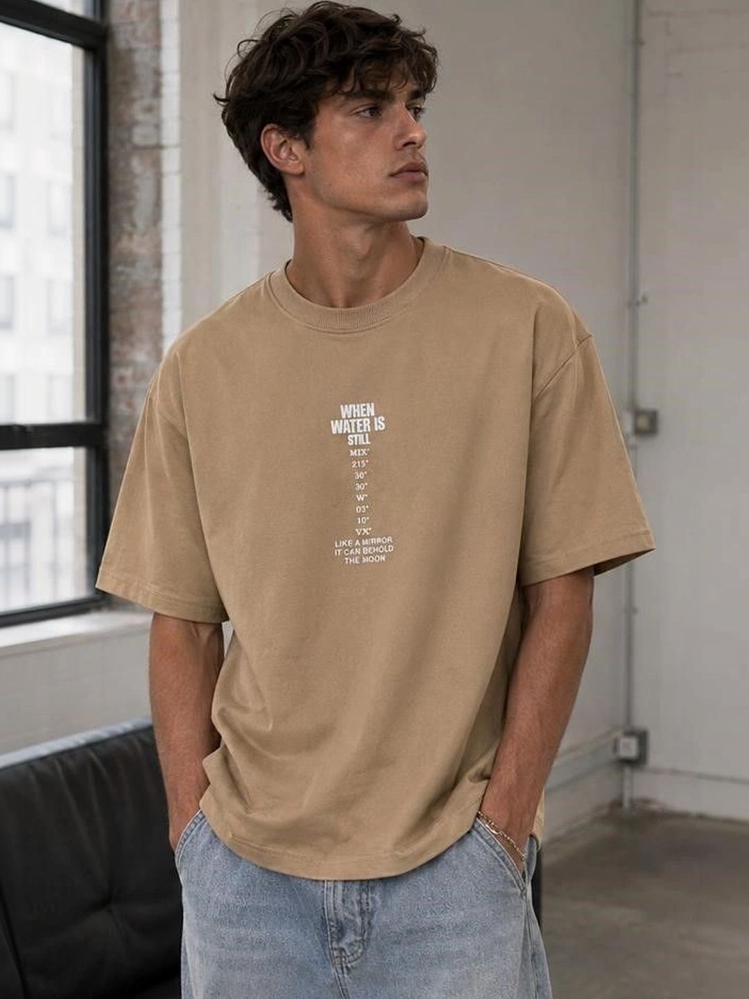 bigcaps Bicaps Beige Graphic Print Oversized T-Shirt-picture-25