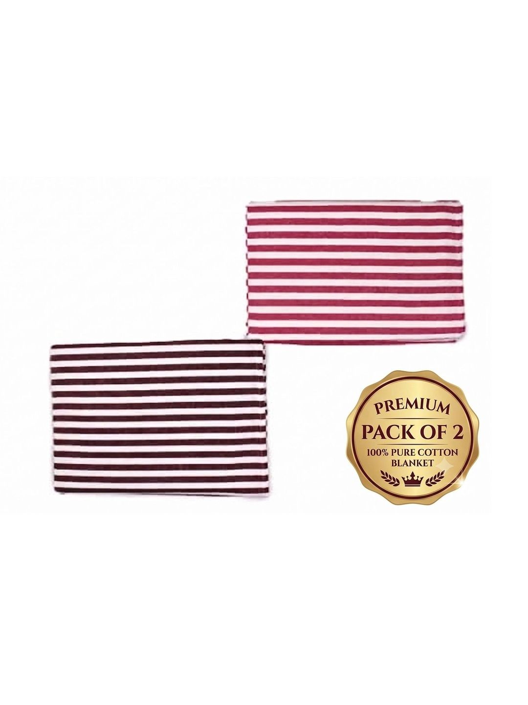 Hornbill Enterprises Maroon Set of 2 Striped Blanket-picture-10