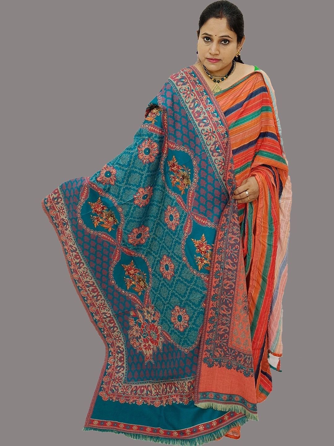 KAVIM Women Ethnic Motifs Woven Design Shawl-image-31