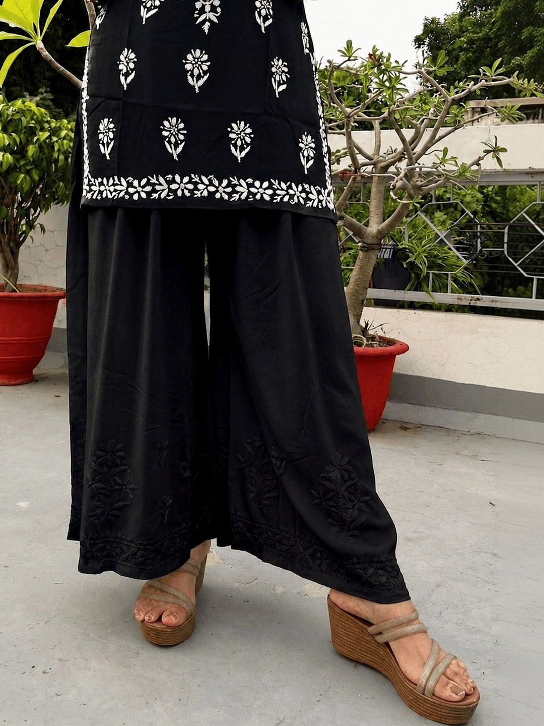 Everything In Chikankari Women Ethnic Motifs Embroidered Ethnic Palazzos-picture-10