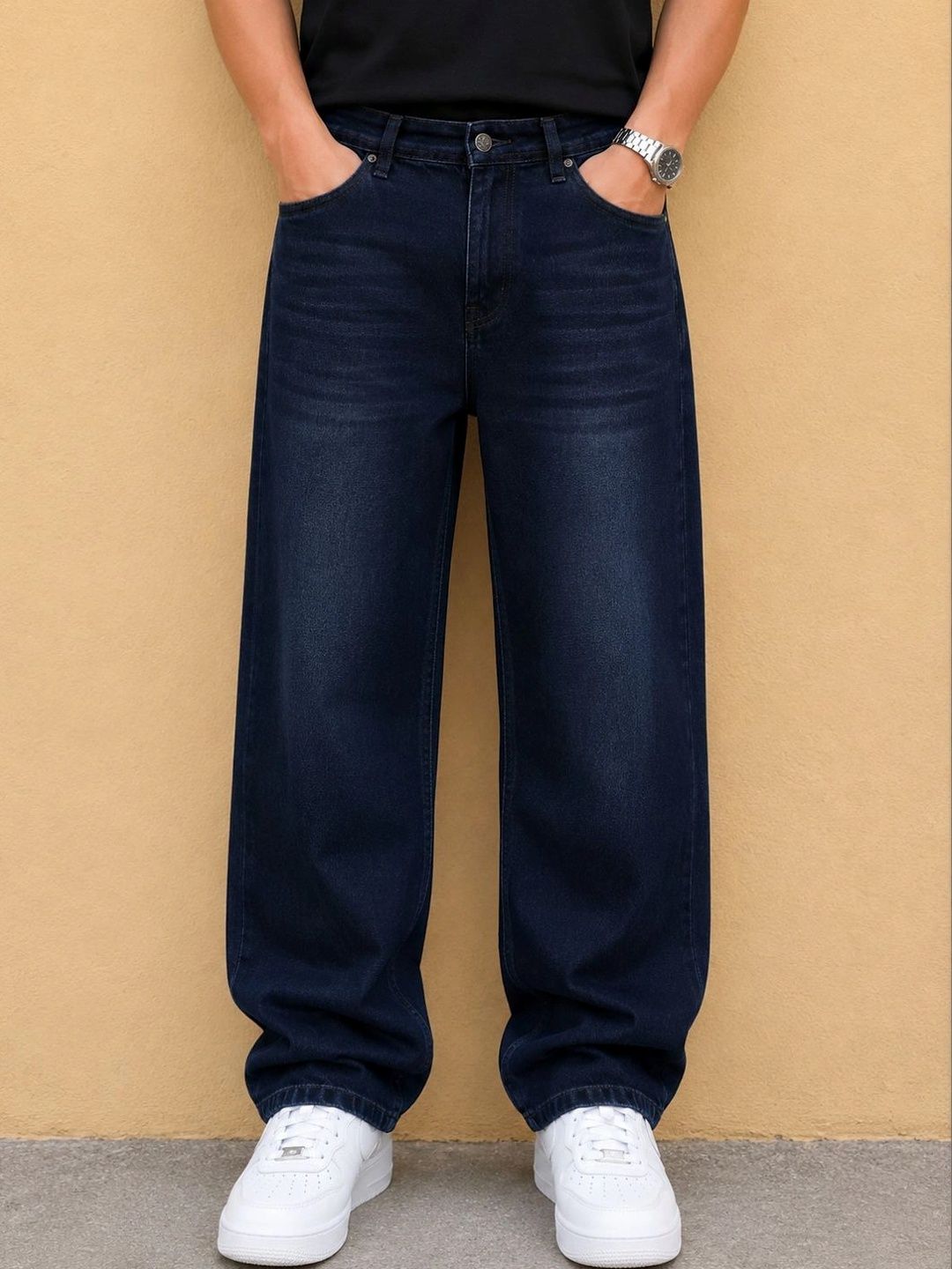 HERE&NOW Loose Fit Mid Rise Blue Denim Jean-picture-47