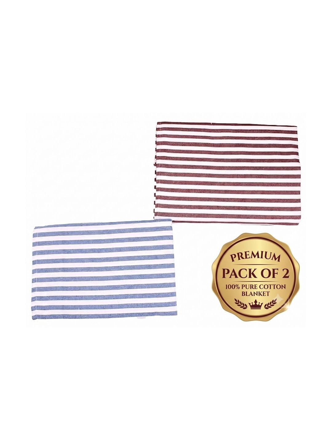 Hornbill Enterprises Blue Set of 2 Striped Blanket-picture-10