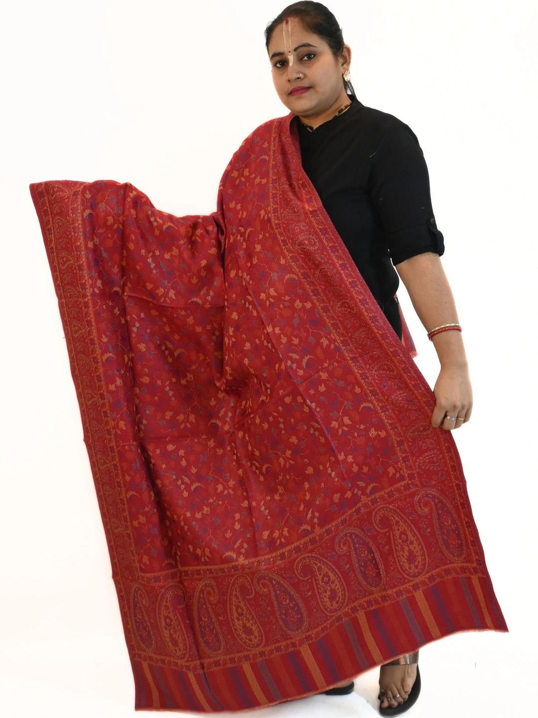 KAVIM Women Ethnic Motifs Woven Design Shawl-picture-30