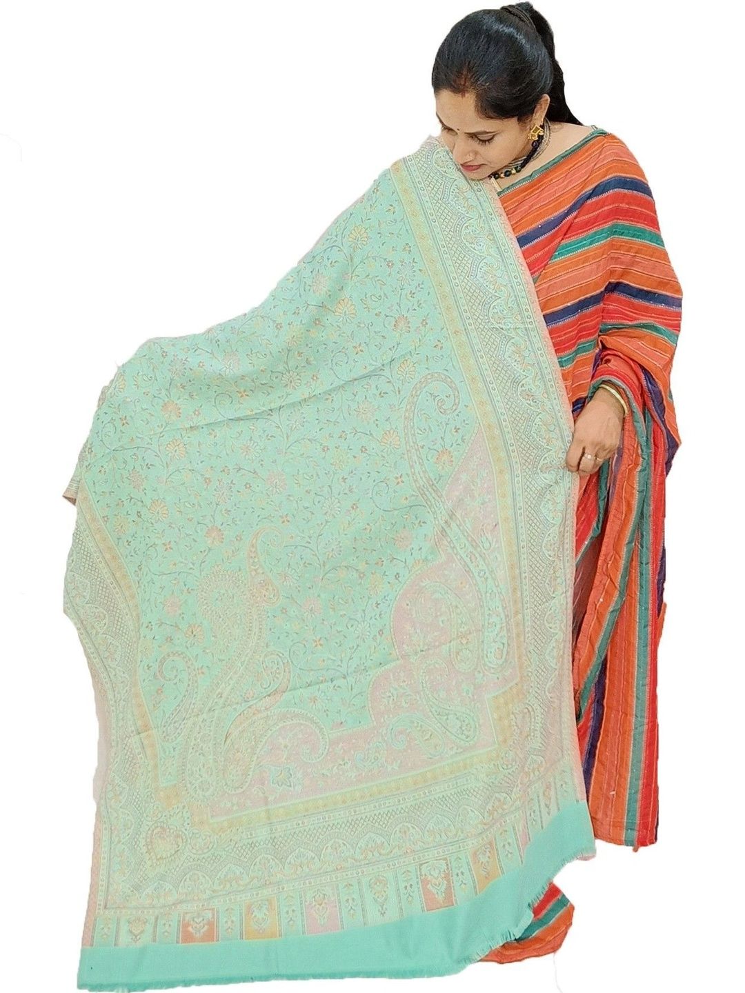 KAVIM Women Paisley Woven Design Shawl-image-19