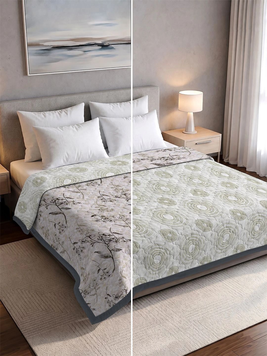 Pure Decor Green Floral AC Room Dohar-image-17