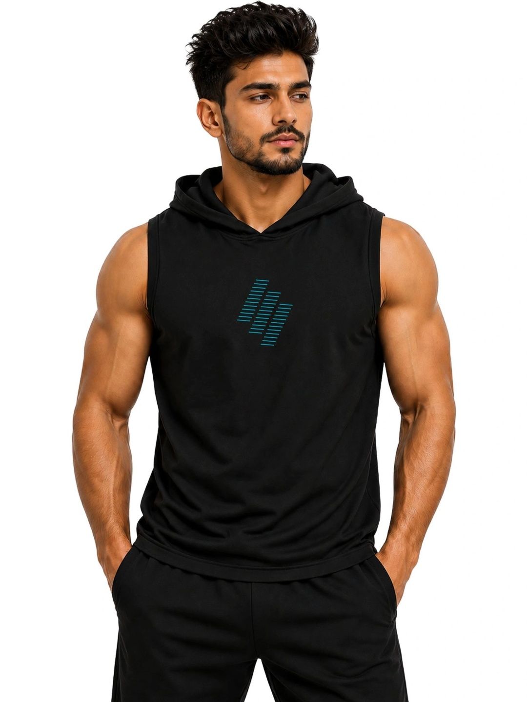 3Colors Men's Sleeveless Gym Hoodie | Quick Dry Active Hooded Tank Top | Lightweight Workout Vest for Gym, Running, Training & Fitness-picture-48
