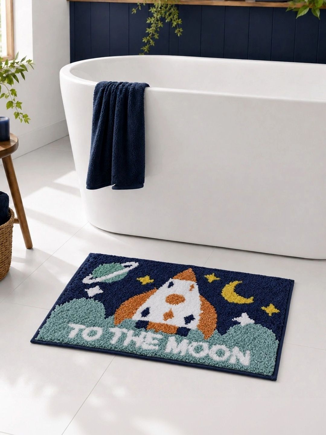 Homzz Boys Blue & Orange 450 GSM Anti-Skid Bath Rugs-picture-26