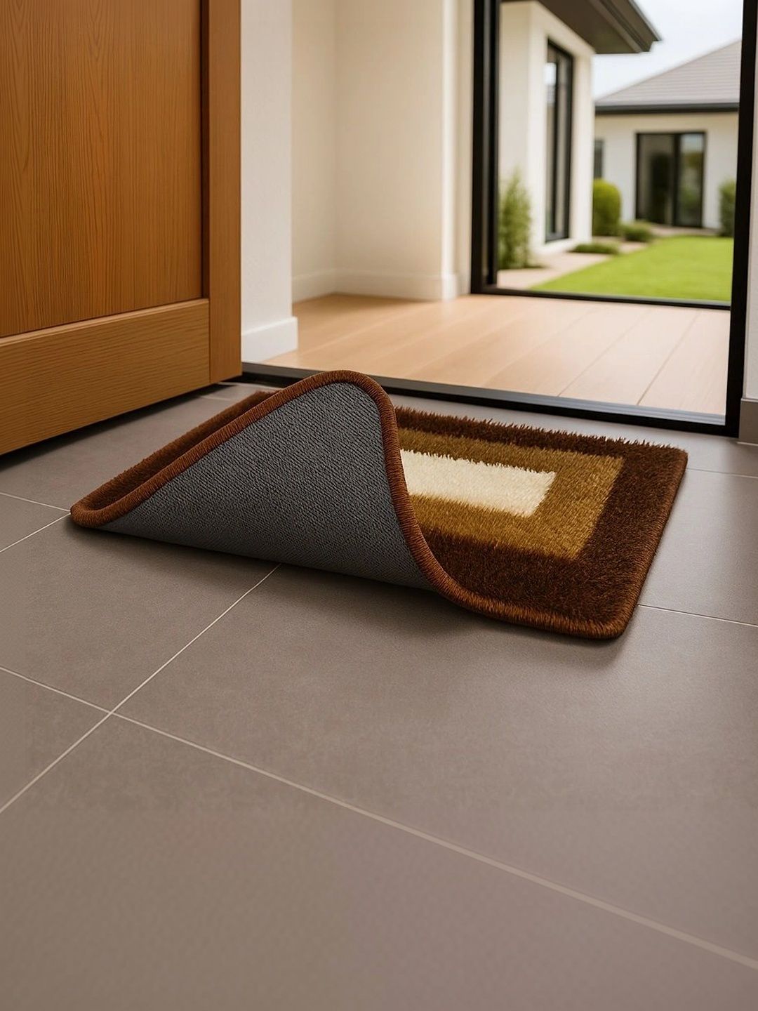 FabMarts 2-Pcs Brown & Beige Durable Anti-Skid Doormats-picture-37