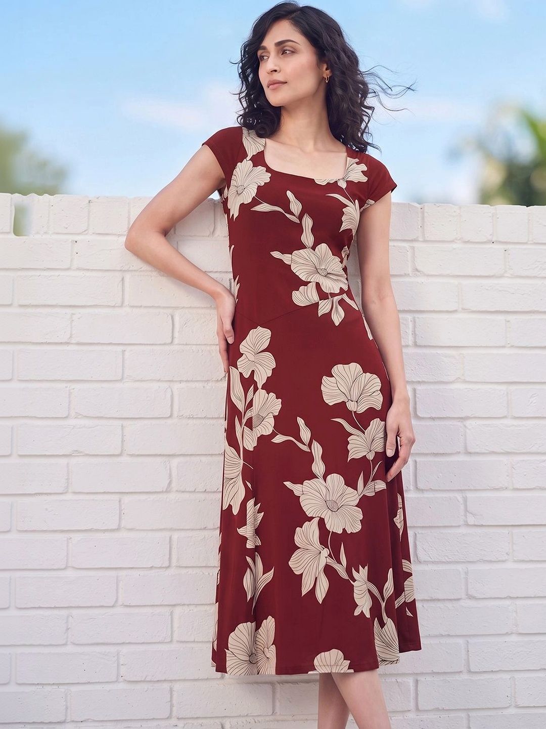 CODE by Lifestyle Floral Print A-Line Midi Dress-picture-26