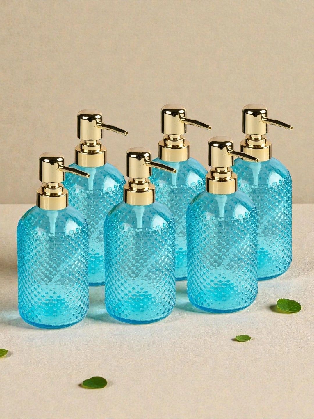 Kookee Blue 6 piece Abstract Glass Soap Dispenser-picture-29