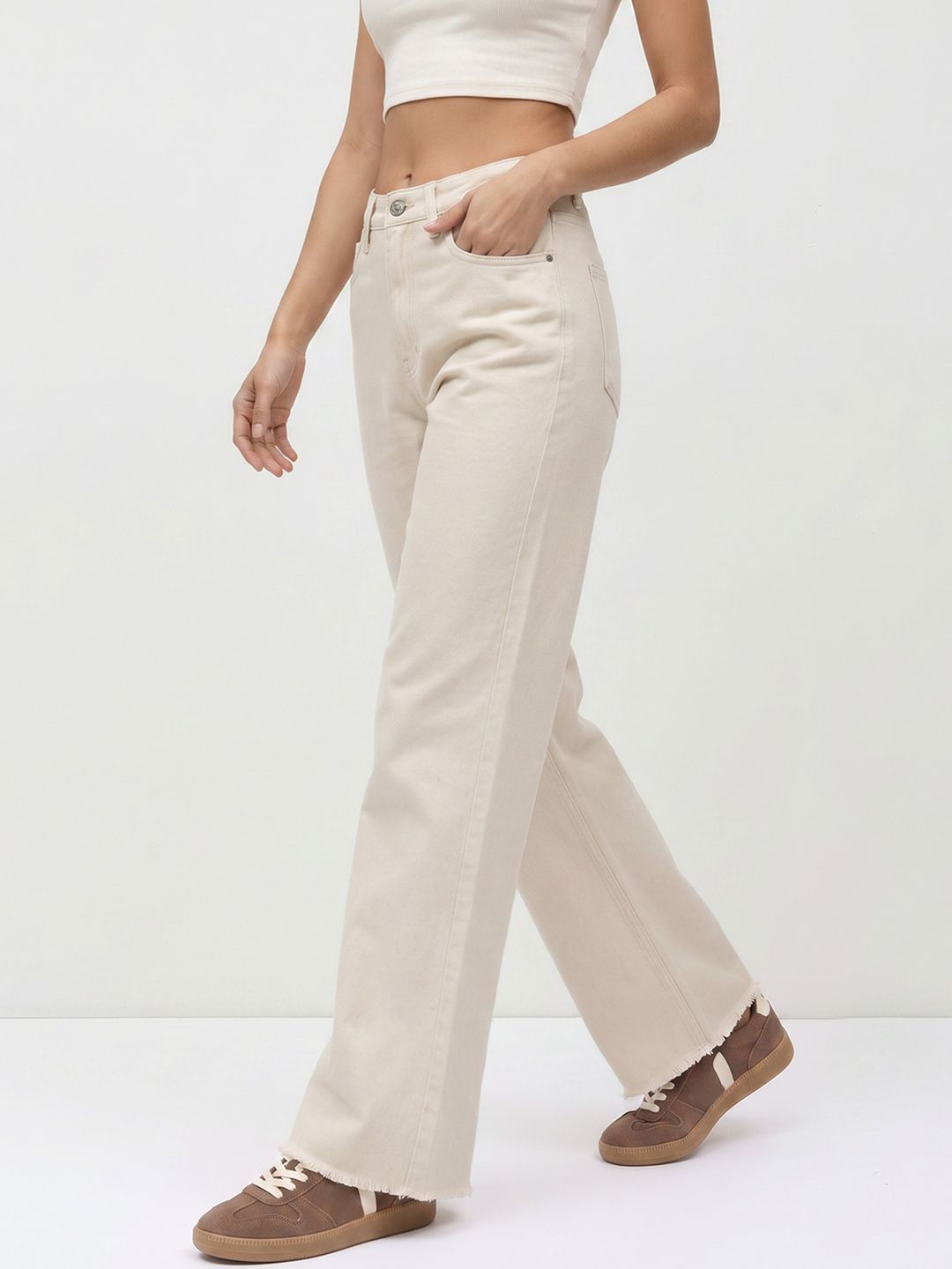 Roadster Women Wide Leg Coloured Pure Cotton Jeans-picture-10