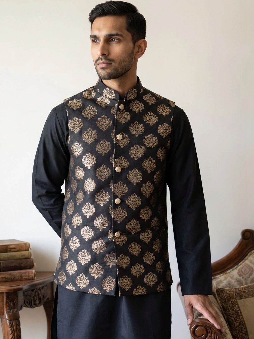 Jompers Woven Design Nehru Jackets-picture-48