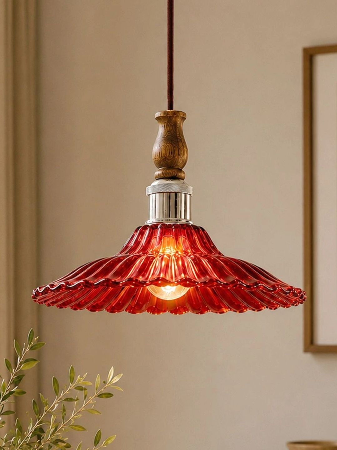 Glowhere Red Textured Glass Ceiling Lamp-picture-47