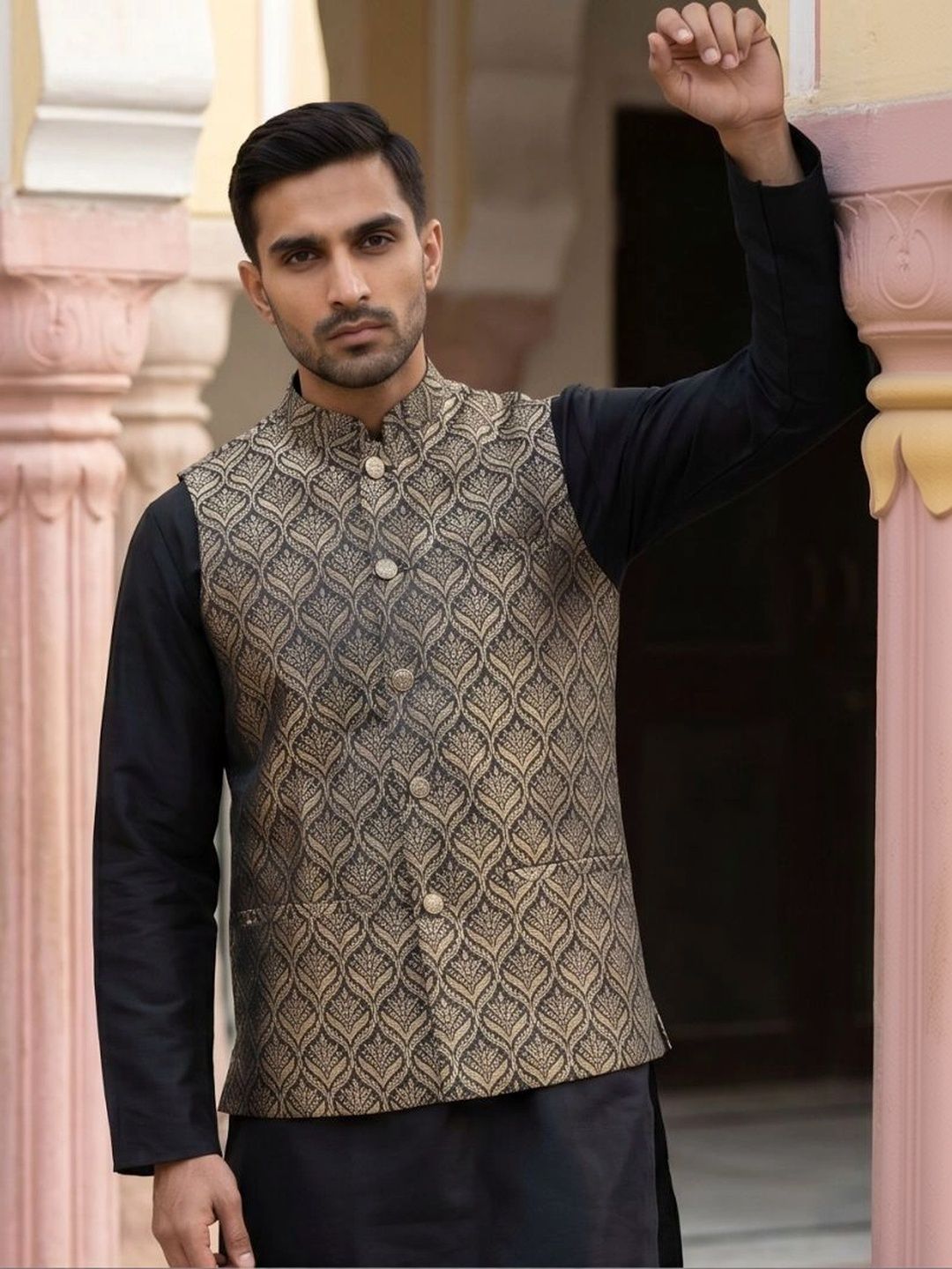Jompers Woven Design Nehru Jackets-picture-30