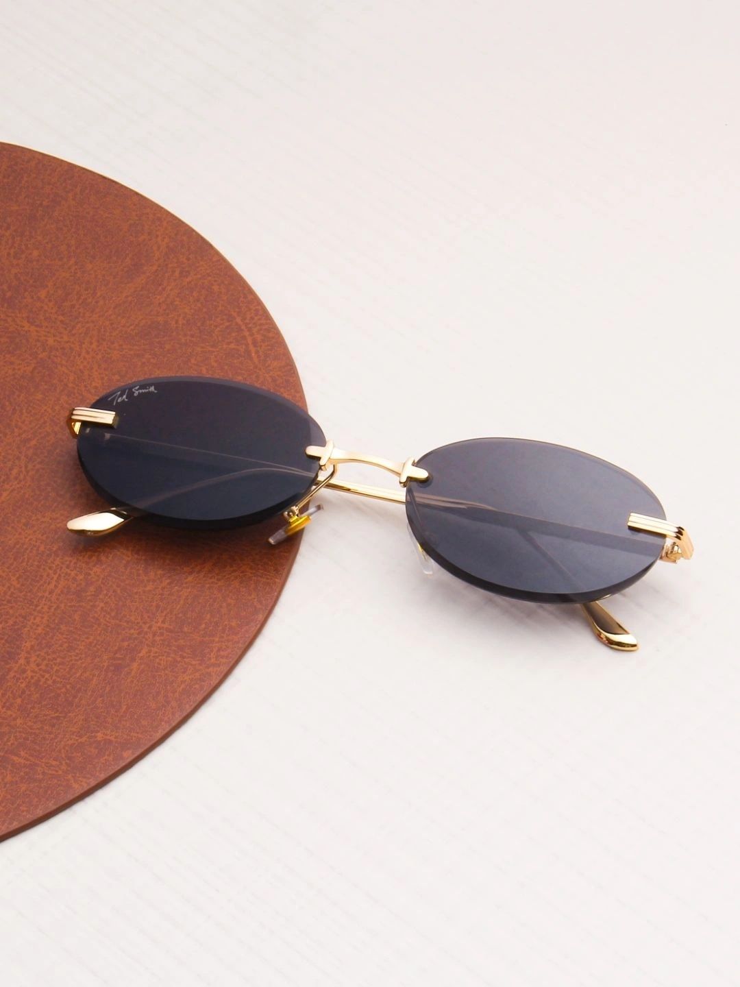 Ted Smith Women Grey Lens & Gold-Toned Oval Sunglasses with-image-34