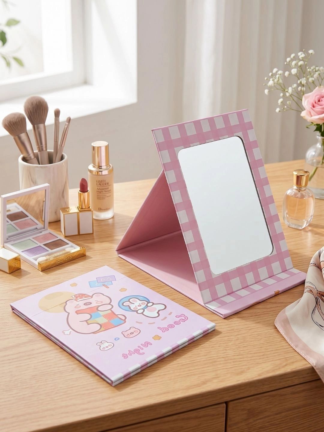 Myntra Elegant Homes Pink Plastic Makeup Table Top Mirror-picture-57