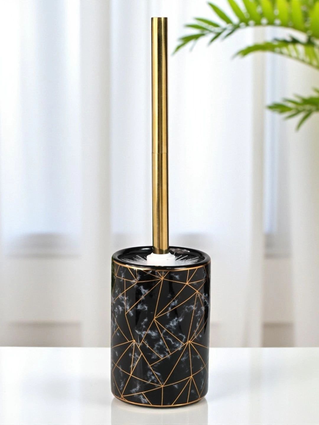 Kookee Black Abstract Ceramic Toilet Brush Holder-picture-19