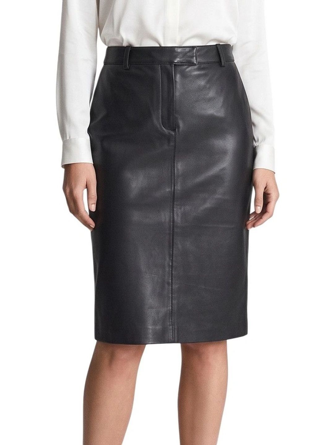 Giuseppe Di Morabito Women Leather Back Slit Knee Length Pencil Skirt-picture-14