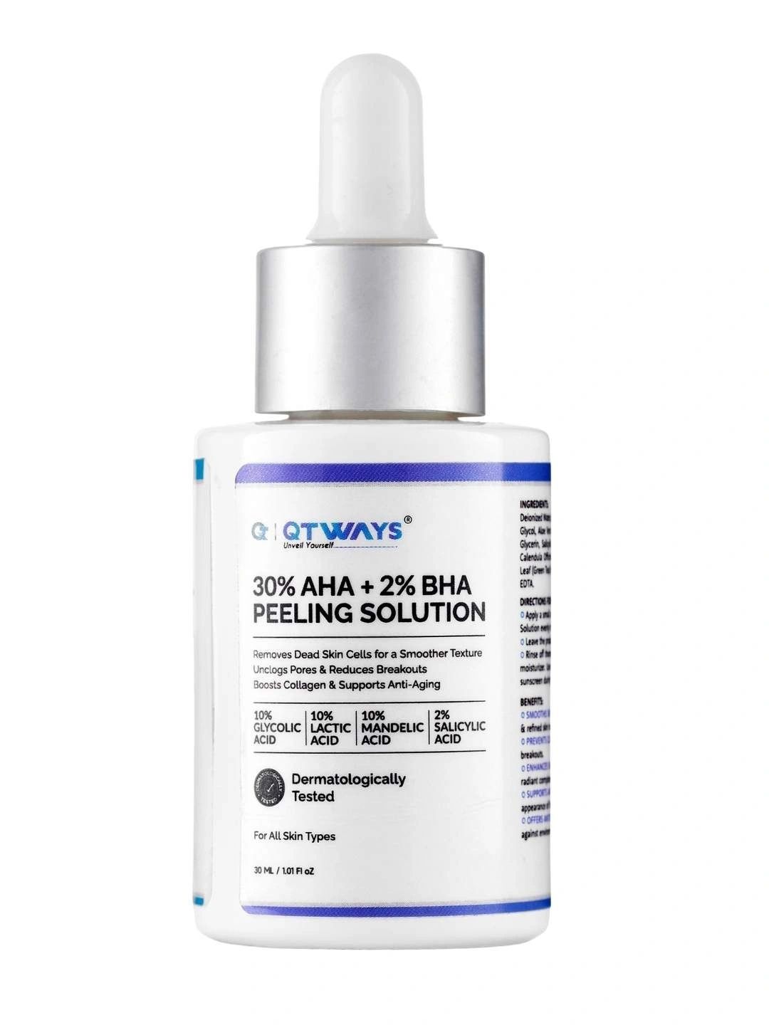 QTways 30% AHA + 2% BHA D-Panthenol Peeling Solution Face Serum - 30 ml-image-40