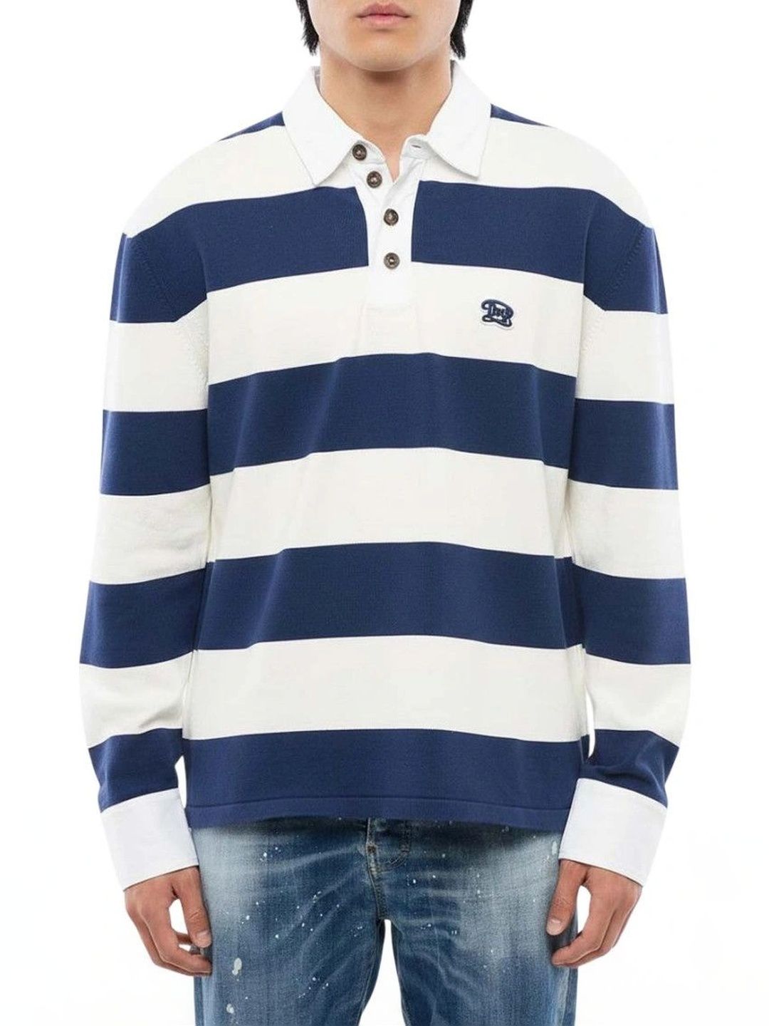 Dsquared2 Men Striped Polo Collar T-shirt-image-38