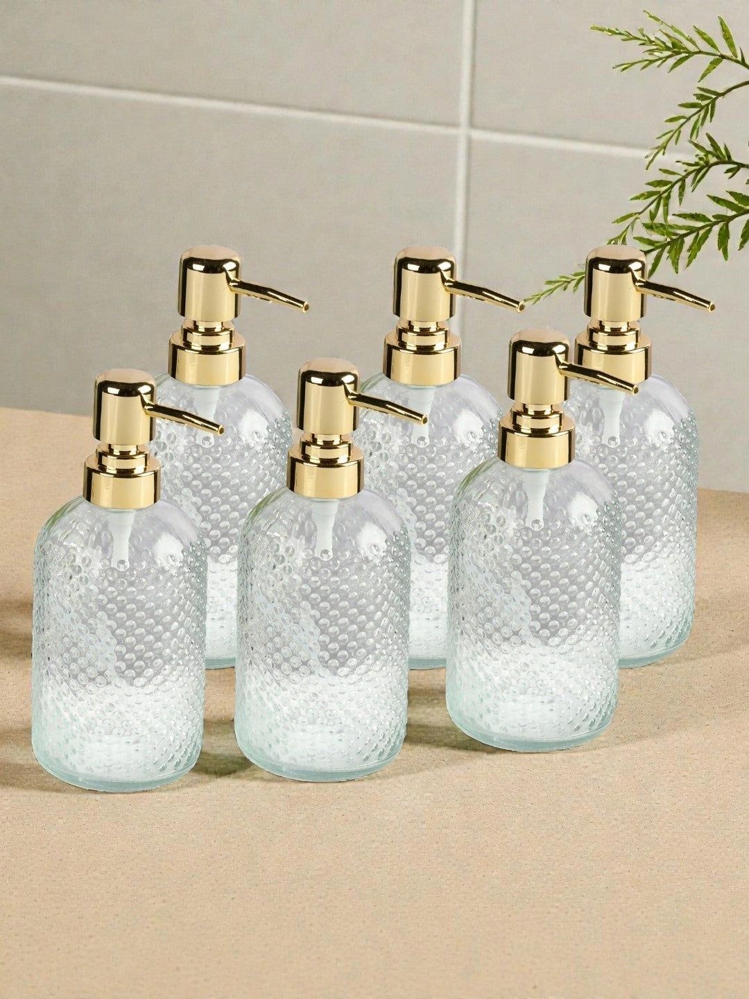 Kookee Transparent 6 piece Abstract Glass Soap Dispenser-picture-51