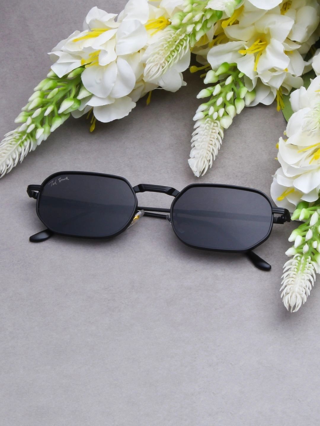 Ted Smith Unisex Grey Lens & Black Rectangle Sunglasses with-image-32