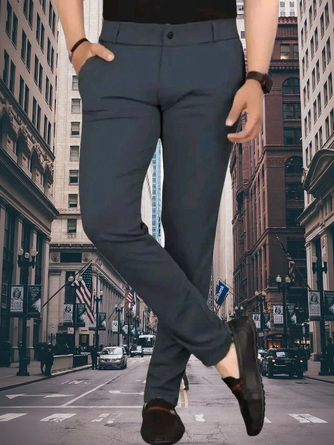 CIVIRASTYLE Men Smart Slim Fit Trousers-image-48