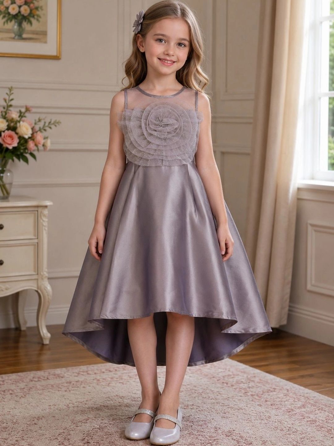 Dripteen Ruffled Net A-Line Dress-picture-33