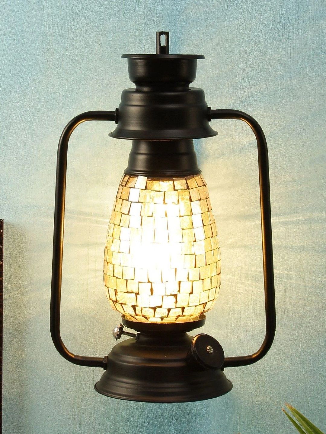 Myntra Elegant Homes Black Textured Metal Abstract Shaped Shaped Wall Lamp-image-49