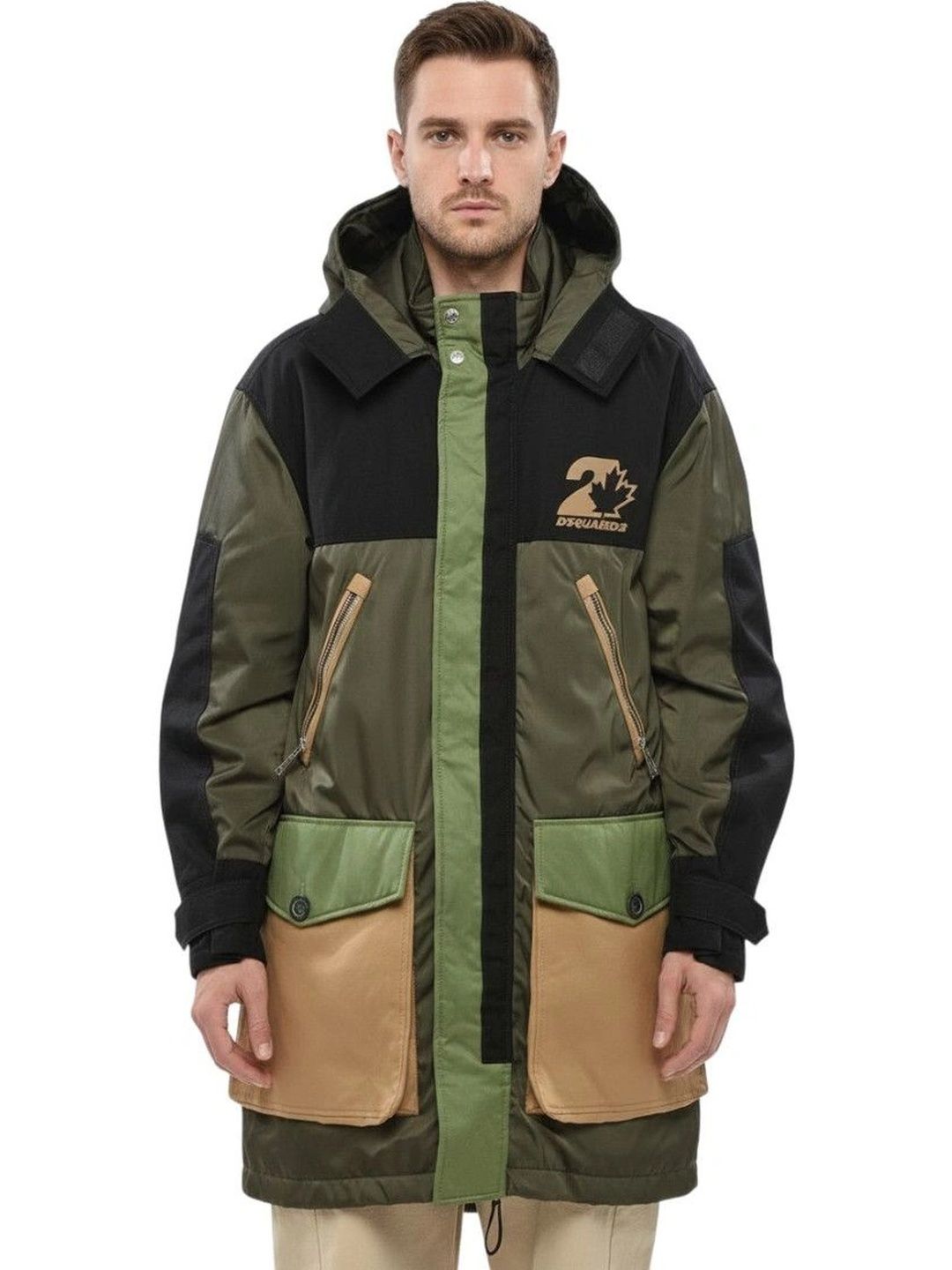 Dsquared2 Men Brand Logo Colourblocked Longline Parka Jacket-picture-20
