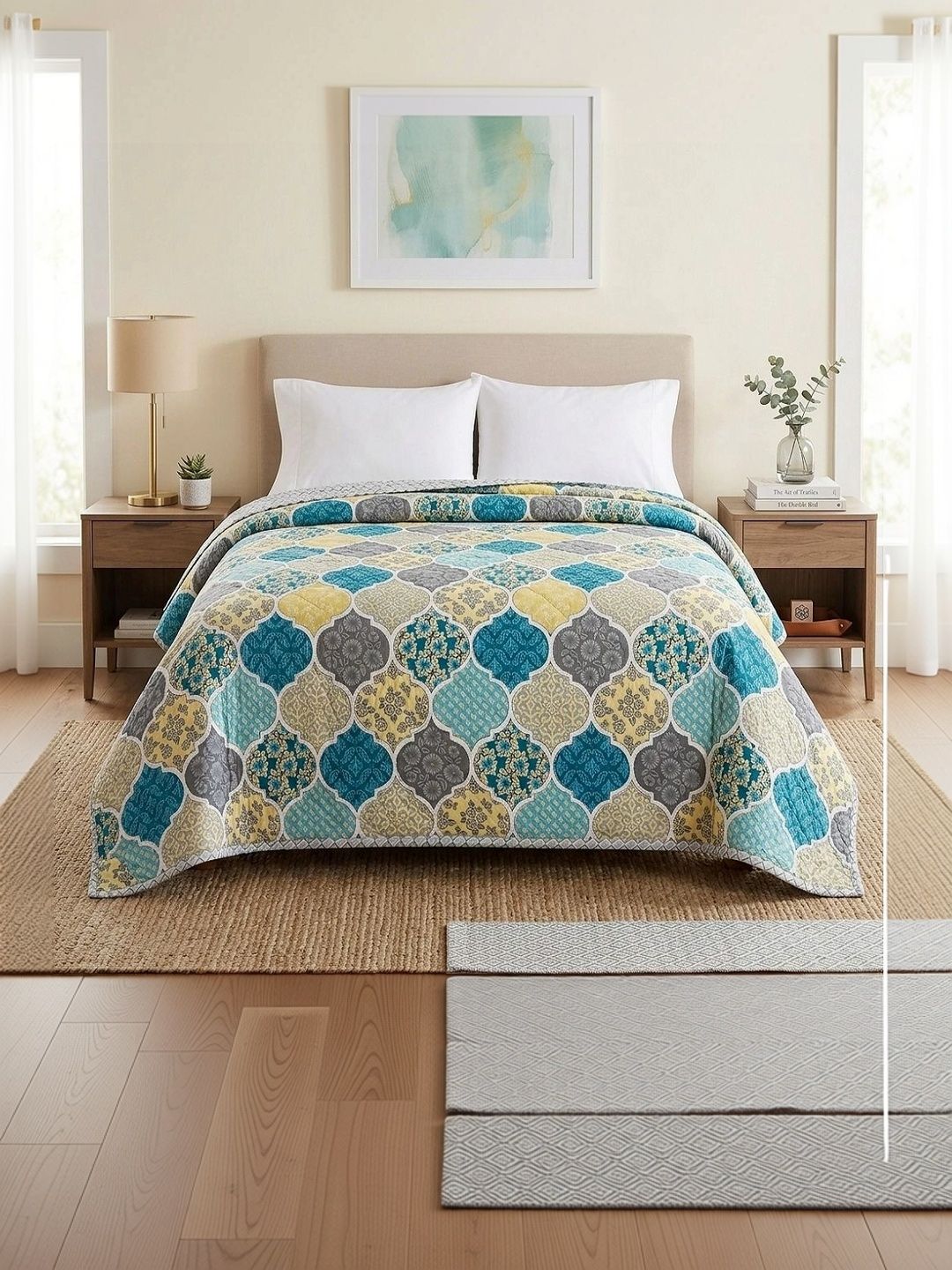 Supreme Home Collective Yellow & Blue Floral AC Room 300 GSM Blanket-image-32