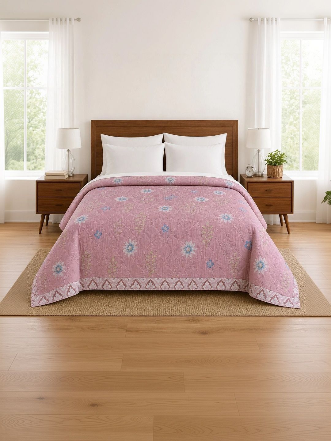Supreme Home Collective Pink & White Floral AC Room 300 GSM Blanket-picture-15