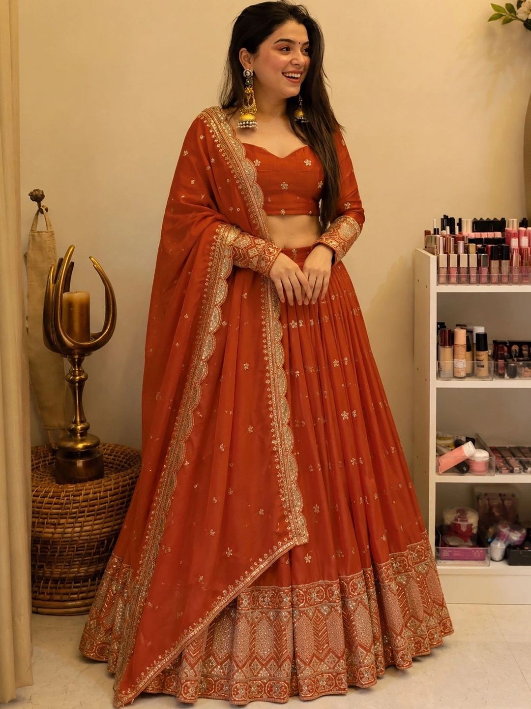 Moda Rapido Embellished Semi-Stitched Lehenga & Unstitched Blouse Taping