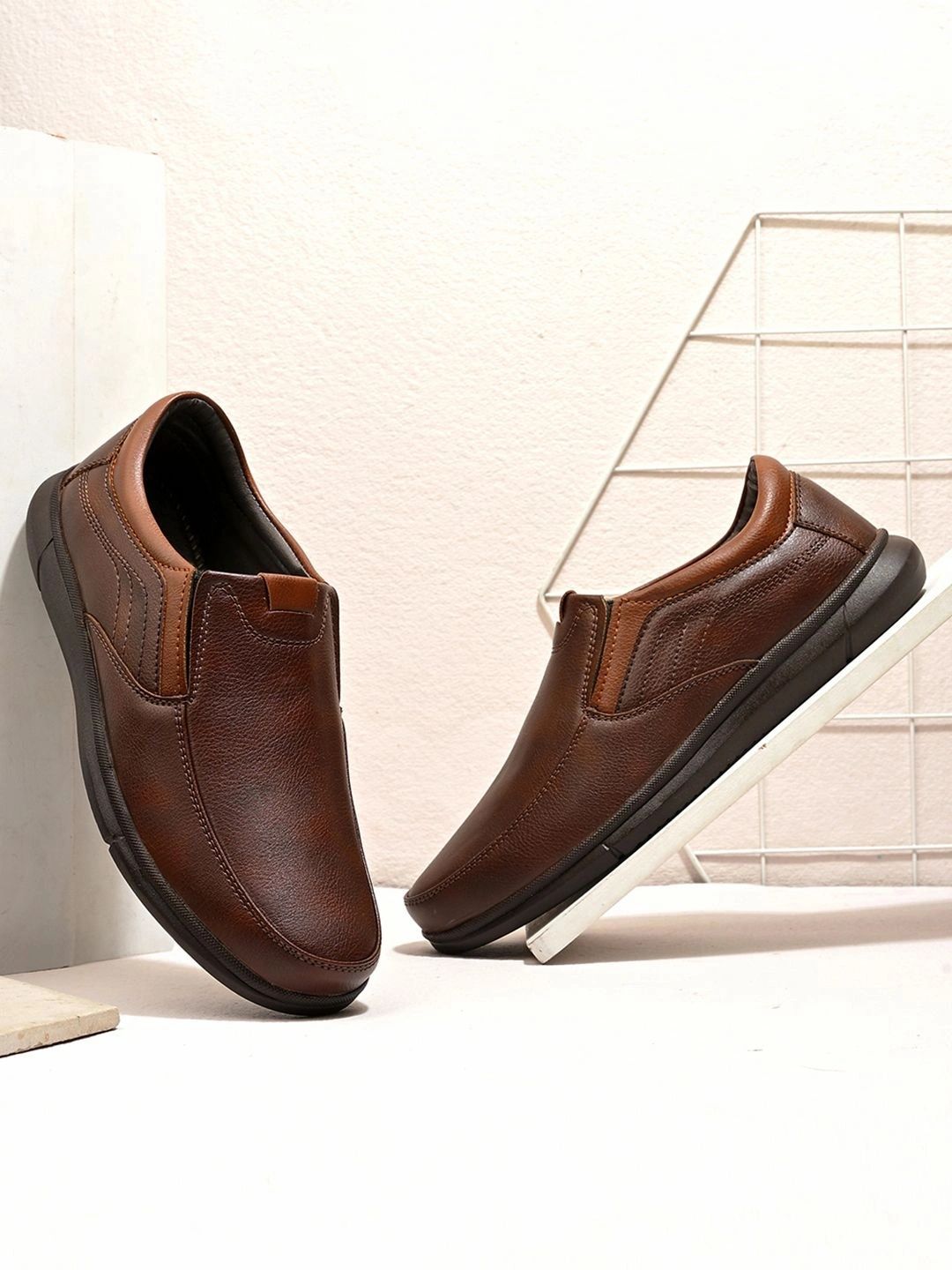 HERE&NOW Men PU Round Toe Slip-On Slip-On Shoes Formal Shoes-image-6