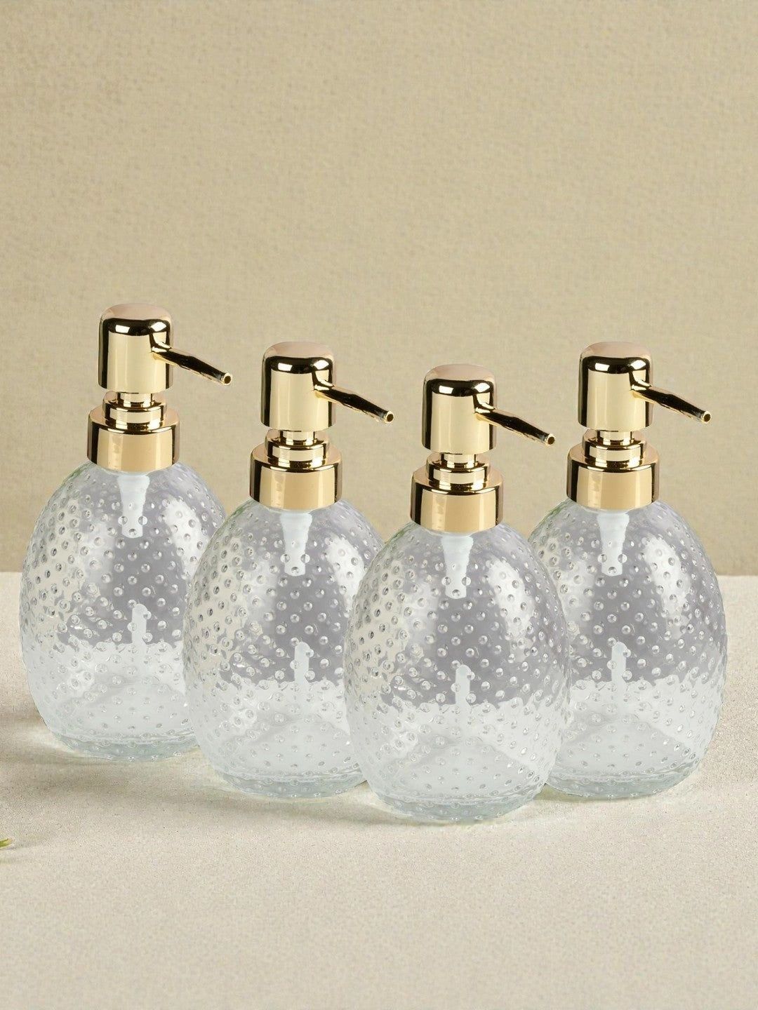 Kookee Transparent 4 piece Abstract Glass Soap Dispenser-picture-32