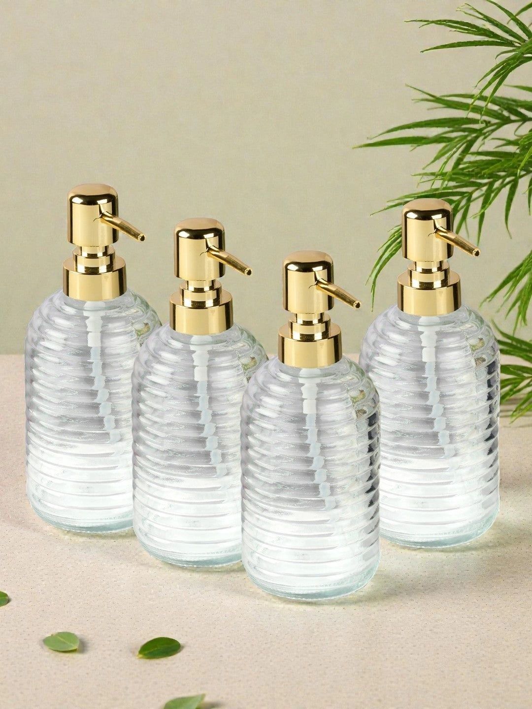 Kookee Transparent 4 piece Abstract Glass Soap Dispenser-picture-37