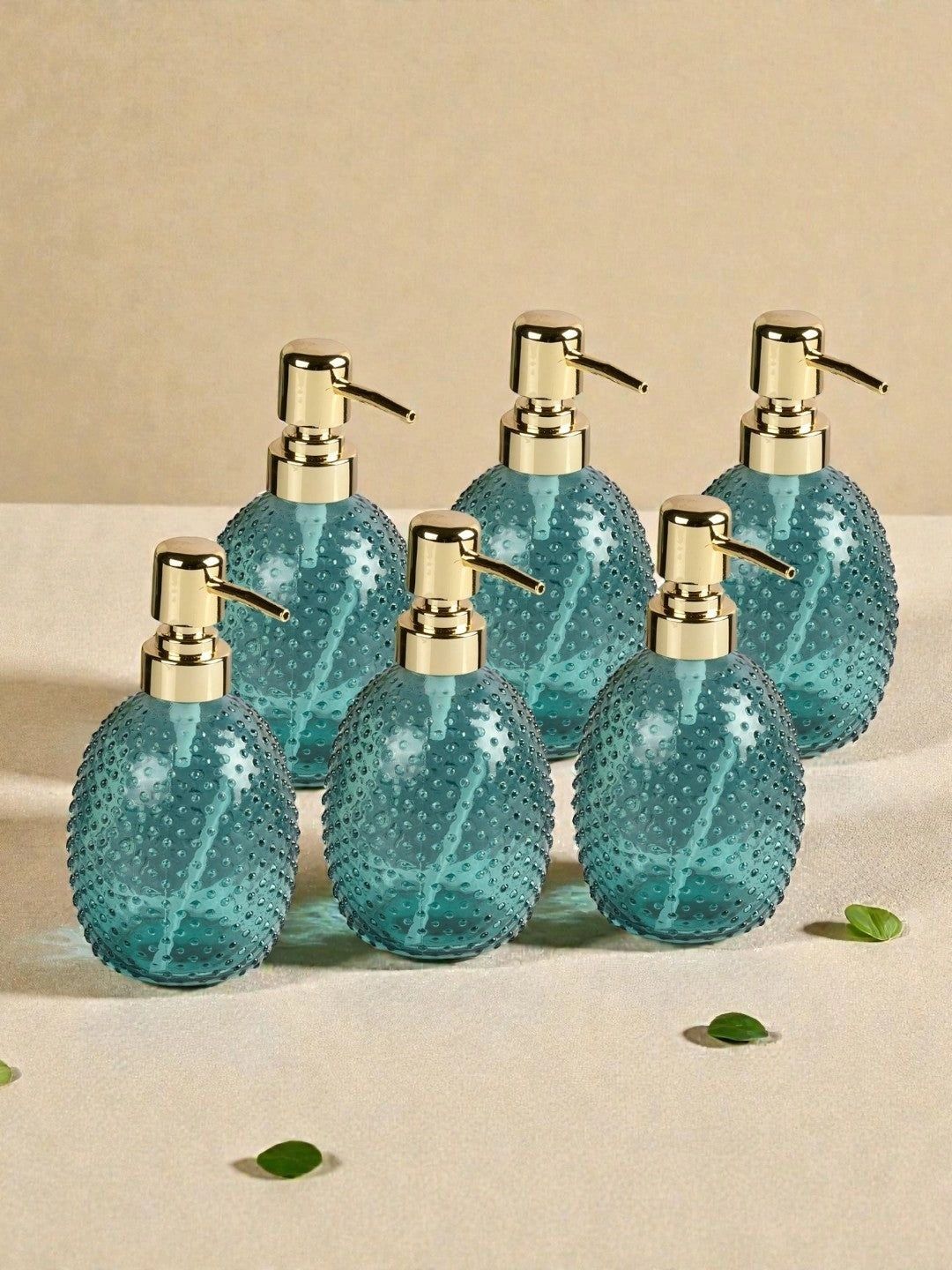 Kookee Green 6 piece Abstract Glass Soap Dispenser-picture-22