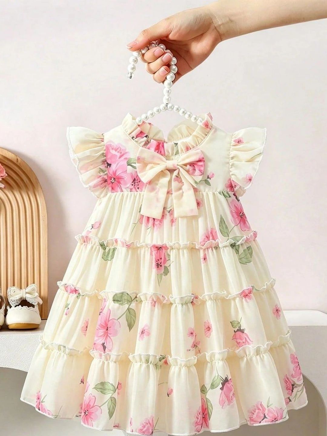 DHARMIKAAY TRENDZ Floral Print Flutter Sleeve Ruffled A-Line Dress-picture-19