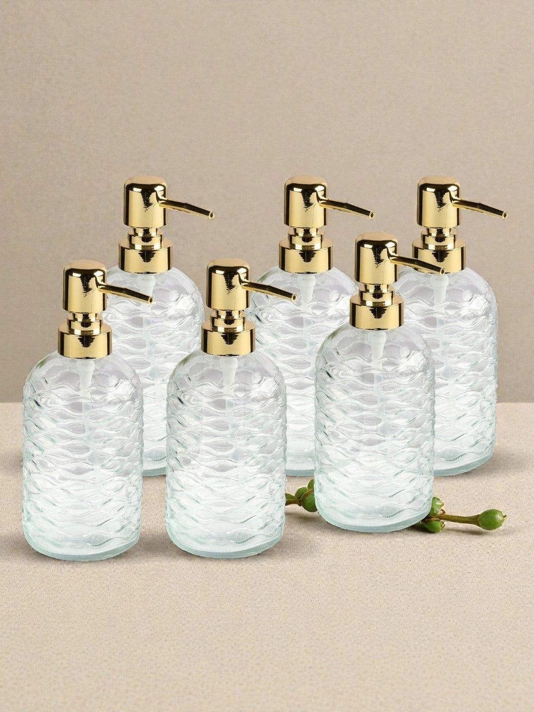 Kookee Transparent 6 piece Abstract Glass Soap Dispenser-picture-26