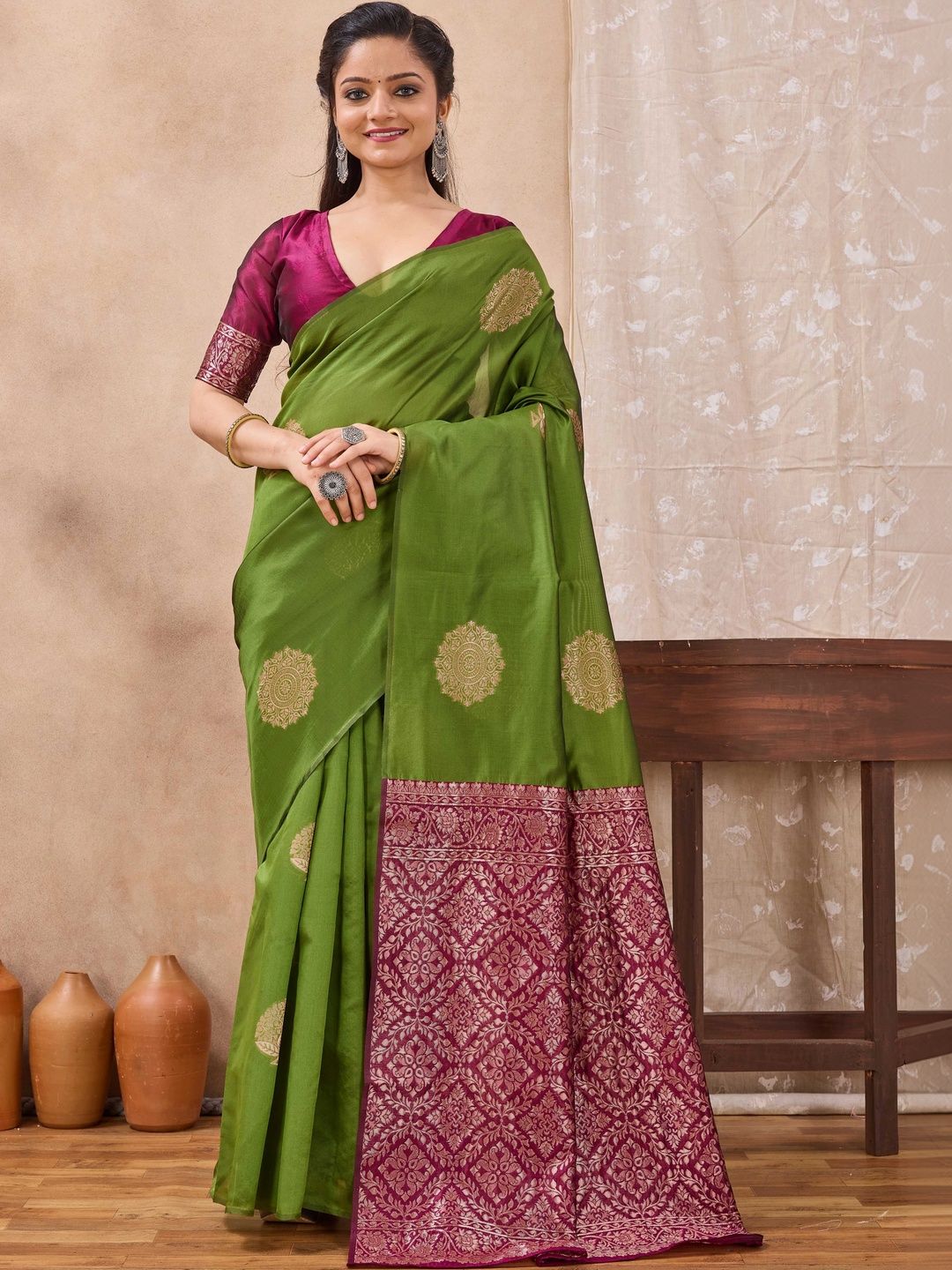 Moda Rapido Woven Design Zari Silk Cotton Banarasi Saree-picture-35