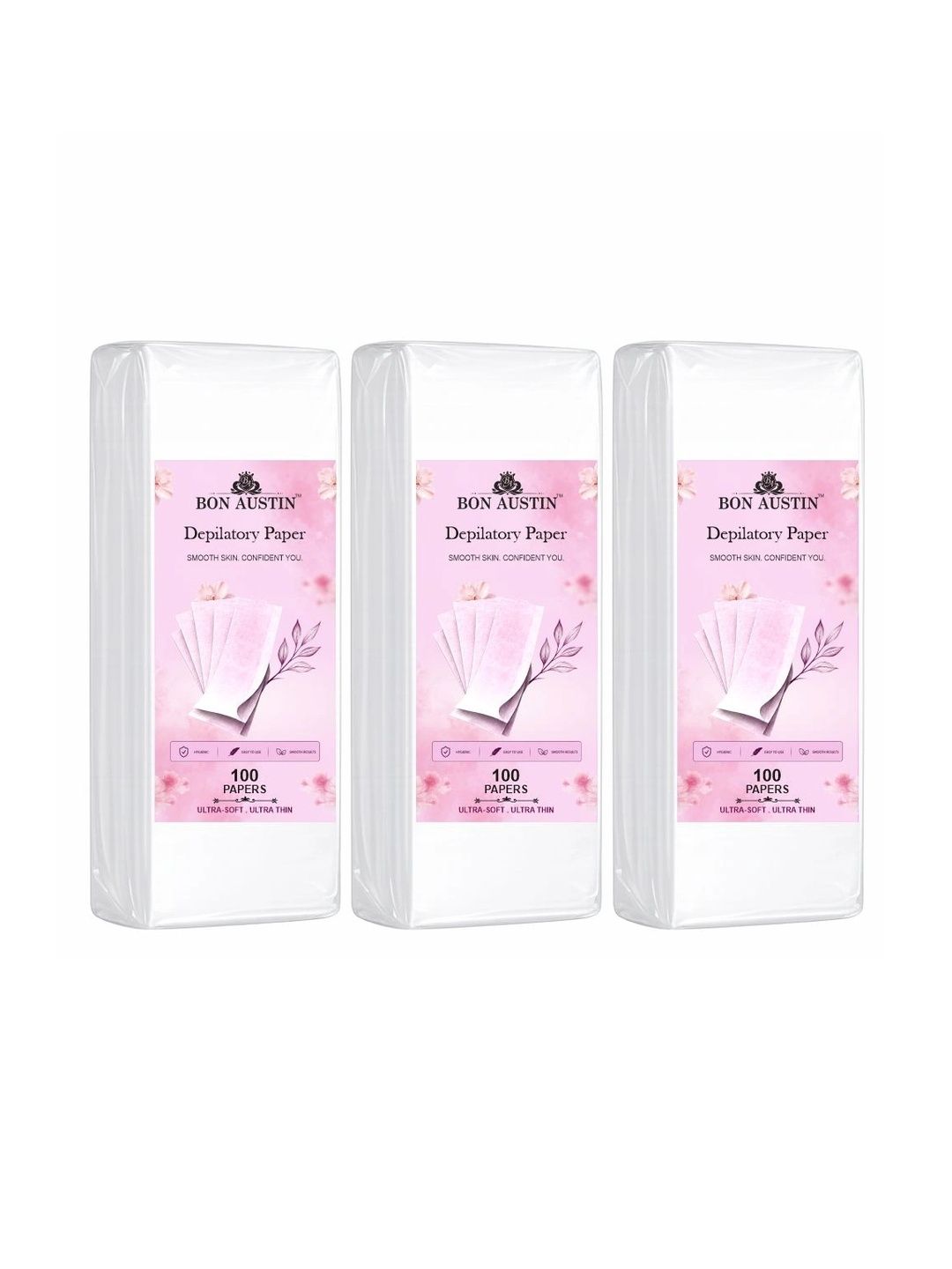 Bon Austin Set Of 3 Depilatory Hair Removal Wax Paper - 100Pcs Each-image-9