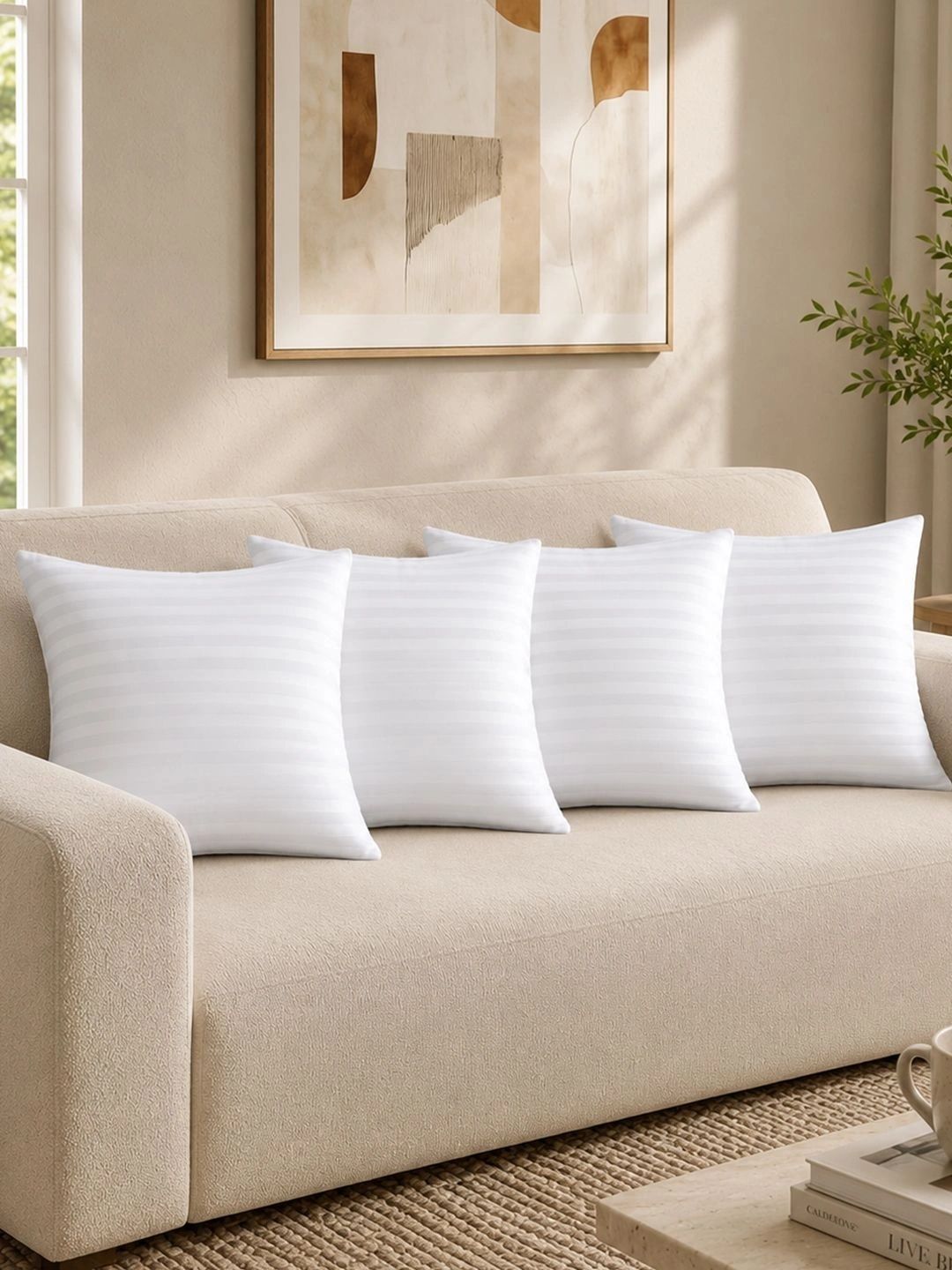 Myntra Elegant Homes 4-Pcs White Square Floor Cushions-picture-16