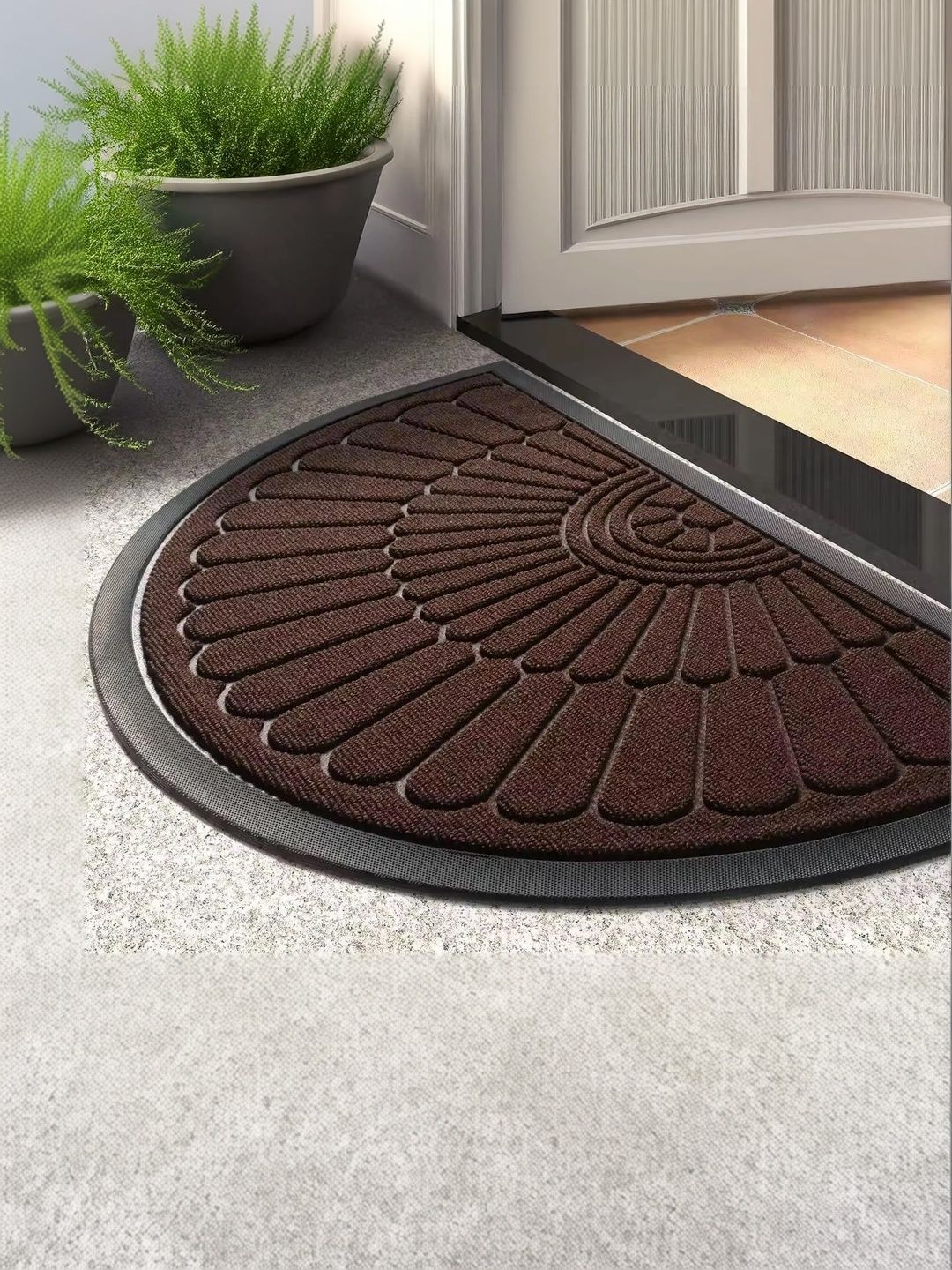 Ishro Home Brown Anti-Skid Semi-Circle Doormats-picture-11
